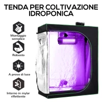 Outsunny Serra Idroponica in Mylar con Prese d'Aria Regolabili per Coltivazione da Interno, 120x60x150cm, Nero(m-5)
