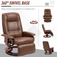 HOMCOM Faux Leather Armchair, with 145° Reclining Back and Footrest - Brown(m-5)
