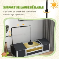 PawHut Maison tortue terrestre extérieure enclos tortue 2 niches support de lampe réglable bois massif 120 x 56,5 x 43 cm gris(m-5)