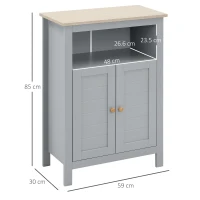 kleankin Bathroom Floor Cabinet, Free Standing Cupboard with Double Doors and Adjustable Shelf for Kitchen, Hallway, Living Room, Grey(m-3)