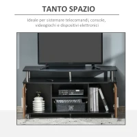 HOMCOM Mobile TV Moderno con 2 Ripiani, Fori Passacavi e 2 Armadietti in MDF 105x40x55cm - Nero e Marrone(m-4)