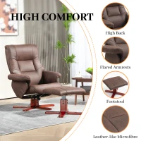 HOMCOM Faux Microfibre Leather Manual Recliner and Footstool Set - Dark Brown(m-6)
