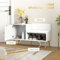 HOMCOM Shoe Storage Unit, with Padded Seat - White(m-4)