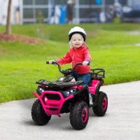 AIYAPLAY 12V Kids Electric Ride on ATV, Battery-Powered Quad Bike w/ Spring Suspension, Forward Backward, Storage Basket, Pink(m-2)