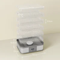 HOMCOM 5 Tier Food Dehydrator, 245W Stainless Steel Food Dryer Machine with Adjustable Temperature, Timer and LCD Display for Drying Fruit, Meat, Vegetable, Jerky and Pet Treat, Grey(m-3)