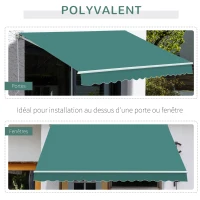 Outsunny Store banne Manuel rétractable alu. Angle Réglable Polyester imperméabilisé Haute densité 3,5L x 2,5l m vert(m-7)