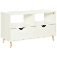 HOMCOM TV Stand Cabinet for TVs up to 42", Modern TV Unit with Shelf, Drawers and Storage Cabinet, Entertainment Center for Living Room, White(m-1)