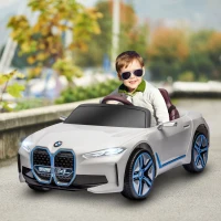 HOMCOM BMW i4 Licensed 12V Kids Electric Ride-On Car, White, Red and Light Blue(m-10)