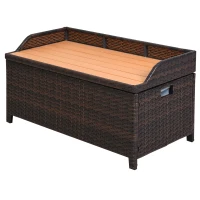 Outsunny 130 L Rattan Garden Storage Box, with Seat - Mixed Brown(m-11)
