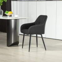 HOMCOM Accent Chair with Foot Pads, Upholstered Armchair with Chenille Fabric Front and PU Back, Occasional Chair for Living Room Bedroom, Black(m-6)