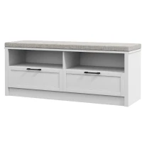 HOMCOM Shoe Bench with Removable Cushion, Shoe Storage Bench with Padded Seat, Open Compartments and Drawers for Entryway Hallway(m-11)