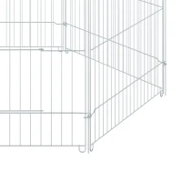 PawHut Parque de Juegos para Perros 6 Paneles 59x60 cm Plegables Empalme libre Valla Metálica para Mascotas con Puerta con Pestillo y Toldo Superior para Jardín Patio Exterior Plata(m-8)