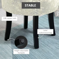 HOMCOM Dressing Table Stool with Rubber Wood Legs, Ice Velvet Vanity Stool for Living Room Bedroom, Beige(m-5)