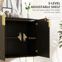 HOMCOM Art Deco Inspired Sideboard, with Adjustable Shelf - Black/Gold Tone(m-6)