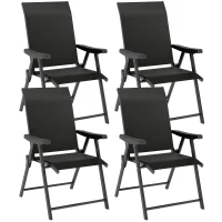Outsunny Set of Four Folding Outdoor Chairs - Black(m-1)