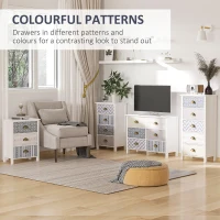 HOMCOM Bedside Table Set of 2 Chest of 3 Drawers Shabby Chic Nightstands with Metal Handle Sofa Side Table for Living Room, Bedroom,Purple(m-4)