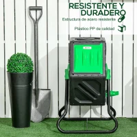 Outsunny Compostador Giratorio 65L con Sistema de Ventilación y Base de Acero para Compostaje de Residuos Orgánicos 60x49x77 cm(m-7)