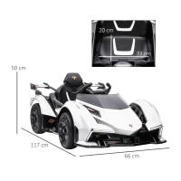 HOMCOM Macchina Elettrica per Bambini Lamborghini con Telecomando, Fari LED e Musica, Età 3+ Anni, Bianco(m-3)