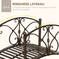 Outsunny Ponticello da Giardino Vintage con Elementi Floreali, in Metallo, 99x68x53cm, Nero(m-5)