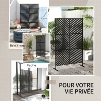 Outsunny Panneau brise vue décoratif paravent extérieur à motif géométrique ajouré en métal - 122 x 45 x 198 cm, noir(m-6)