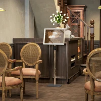 HOMCOM Cavalletto Espositore Poster A3 con Altezza e Inclinazione Regolabili, Acciaio e Alluminio, Argento(m-9)