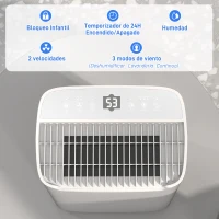 HOMCOM Deshumidificador 20L/día Depósito de Agua 2,5L Temporizador 24 H Pantalla Digital de Humedad para Dormitorio 25㎡ Blanco(m-6)