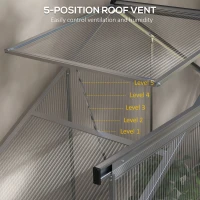 Outsunny 6 x 2.5ft Polycarbonate Greenhouse Walk-In Green House with Rain Gutter, Sliding Door, Window, Foundation, Silver(m-7)