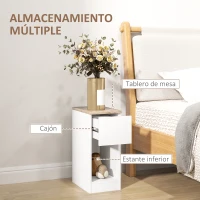 HOMCOM Mesita de Noche Moderna Mesilla de Noche con Cajón y Compartimento Abierto para Dormitorio Salón 20x30x50 cm Blanco(m-4)