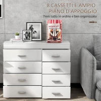 HOMCOM Mobile con Cassetti Cassettiera in Legno per Camera, Cucina, Bagno 90×35×73cm Bianca(m-4)