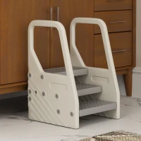 AIYAPLAY Marchepied enfant escabeau 3 marches pour enfants hauteurs réglables de 3 à 2 marches 43 x 42 x 65,5 cm gris(m-9)