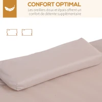 Outsunny Bain de Soleil 2 Places lit de Jardin Design Contemporain Toit réglable 2 roulettes 2 oreillers Acier époxy Polyester Sable(m-6)