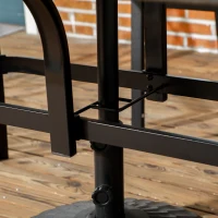 Outsunny Six-Seater Steel Garden Table, with ⌀41mm Parasol Hole - Wood-Effect(m-8)