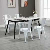 HOMCOM Set da 4 Sedie da Cucina Impilabili dallo Stile Industriale in Acciaio,  45x53x85 cm, Bianco(m-7)