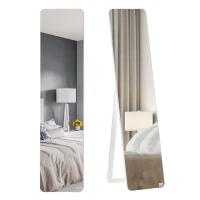 HOMCOM Miroir sur Pied et Mural rectangulaire dim. 37L x 43l x 156H cm Bois Aspect Blanc(m-11)