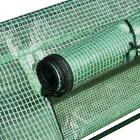Outsunny Mini Serre de Jardin Serre à tomates mini serre tunnel toit pointu 400L x 100l x 80H cm Acier PE Haute densité 140 g/m² Anti-UV 3 fenêtres avec Zip enroulables Vert(m-9)