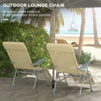 Outsunny Set of Two Sun Loungers, with Five-Position Adjustable Backs - Beige(m-4)