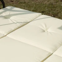Outsunny Dondolo da Giardino 3 Posti, Dondolo Letto per Esterni con Tettuccio Regolabile, in Metallo e Poliestere, Crema(m-8)