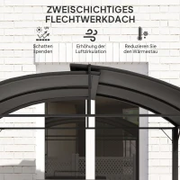 Outsunny Grillpaviljoen met 2 Zijplanken, Haken, Stalen Frame, 1,1 x 2,3m, Donkergrijs(m-4)