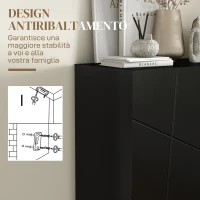 HOMCOM Scarpiera Moderna per 15-20 Paia di Scarpe, Ripiani Regolabili e Chiusura Ammortizzata, Nero(m-7)