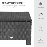 Outsunny Rattan Footstool Wicker Ottoman with Padded Seat Cushion Outdoor Patio Furniture for Garden Poolside Living Room, 50 x 50 x 35 cm, Black(m-4)