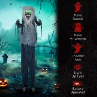 HOMCOM 6'8" Skeleton Werewolf Halloween Animatronic, with Glowing Eyes(m-7)