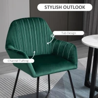 HOMCOM Modern Arm Chair Upholstered Accent Chair with Metal Base for Living Room Green(m-4)