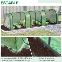 Outsunny Mini Invernadero de Jardín 295x100x80 cm para Cultivo de Plantas Tipo Túnel Marco Acero y Plástico Verde(m-5)