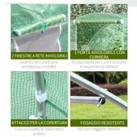 Outsunny Serra a Tunnel con Porta Avvolgibile e Finestre, Copertura PE e Struttura in Acciaio, 1.5x3x2m, Verde(m-6)