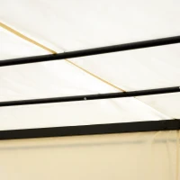 Outsunny Cenador de Jardín 3x3 m Pérgola Gazebo con Techo Retráctil Pared Lateral y Marco de Acero para Patio Terraza Crema(m-9)