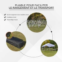 Outsunny Tonnelle barnum de jardin pop-up pliant 6L x 3l x 2,91H m hauteur réglable sac inclus acier époxy oxford haute densité 300D blanc(m-7)