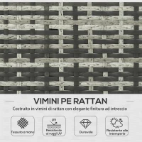 Outsunny Salotto da Giardino con Divanetto, Chaise Longue e Tavolino in Rattan PE con Cuscini, Grigio(m-4)