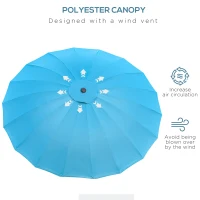 Outsunny 2.5m Shanghai Garden Parasol Umbrella with Crank & Tilt, Adjustable Outdoor Sun Shade, Blue(m-6)