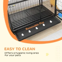 PawHut Heavy Duty Dog Crate on Wheels w/ Bowl Holder, Removable Tray, Openable Top, Detachable Door, for L, XL Dogs(m-8)