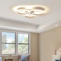 HOMCOM Modern Three Circle LED Ceiling Lamp Light with Metal Base for Bedroom, Hallway, Dining Room, Living Room(m-2)